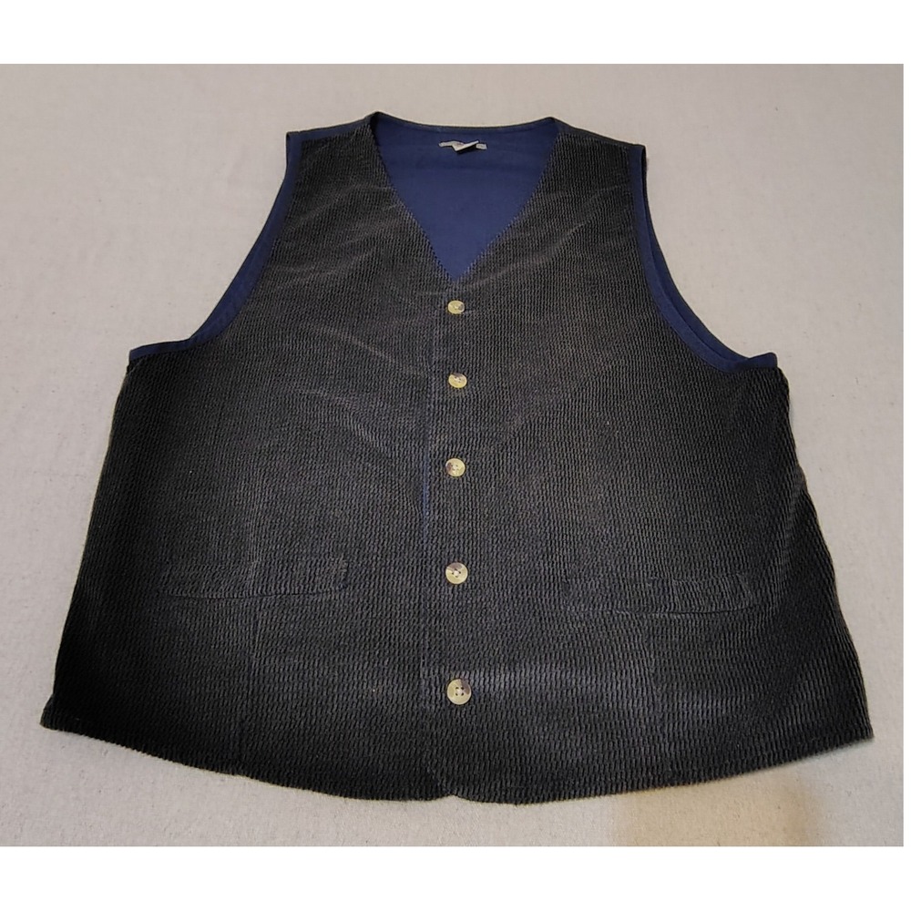 County‎ Seat Mens Corduroy Vest Dark Blue V Neck Button Front Size L